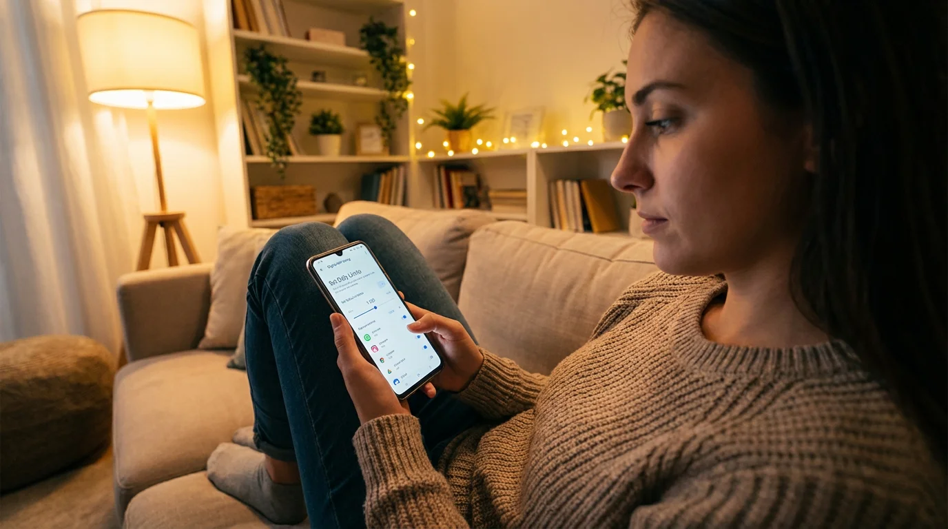 Persona estableciendo limites de apuesta en dispositivo movil